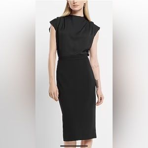 Express mock neck midi sheath dress. Black